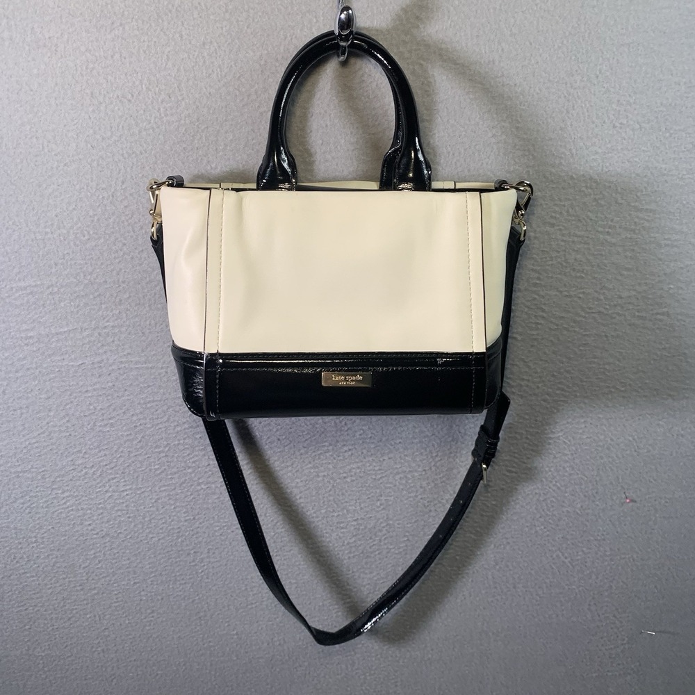 Kate Spade New York Color Block Black White Bow Satchel Crossbody Bag